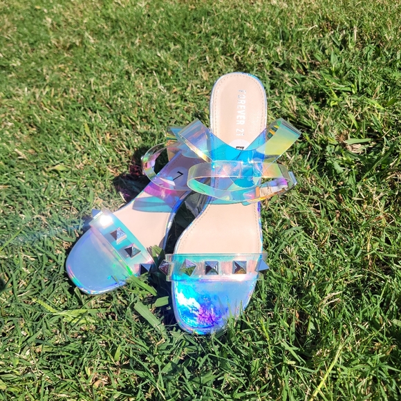 Forever 21 Strappy Prismatic Heels, Size 7 NWOT - Picture 10 of 11